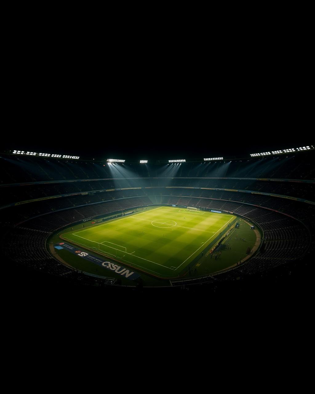Floodlit stadium at night